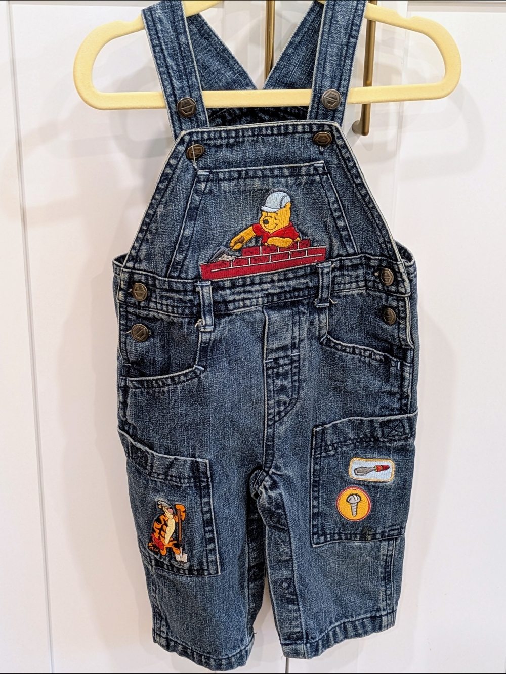 Disney Embroidered Winnie The Pooh Denim Overalls
